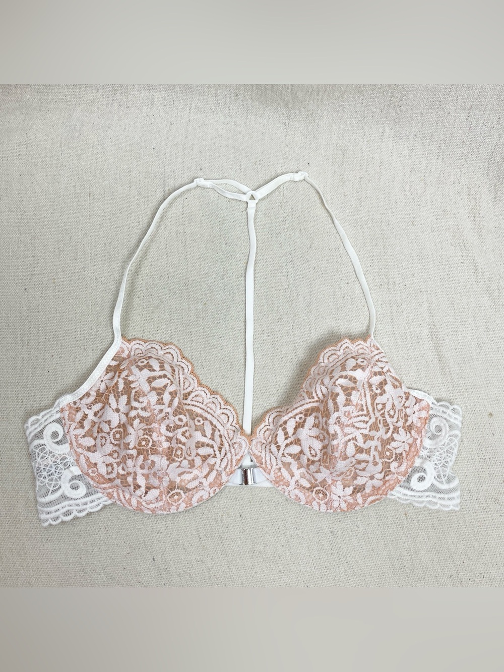 Free People Lace Bralette in Blush Pink and White 34C